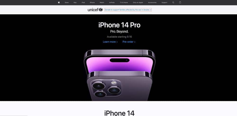 Apple's website has flat design example