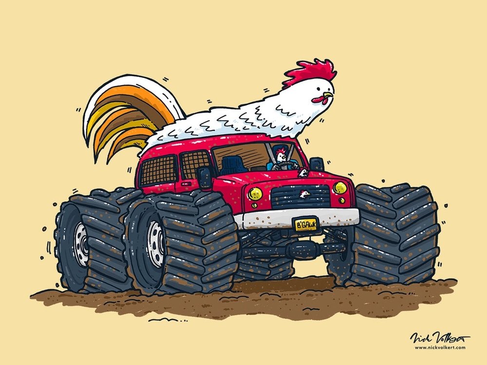 Monster Truck Chicken by Nick Volkert on Dribbble