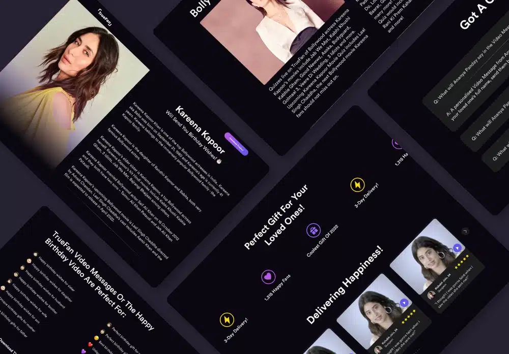 Truefan website screens mockup