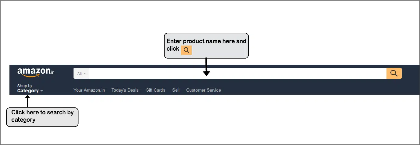 Amazon's search bar on their website makes it easier for users to find products