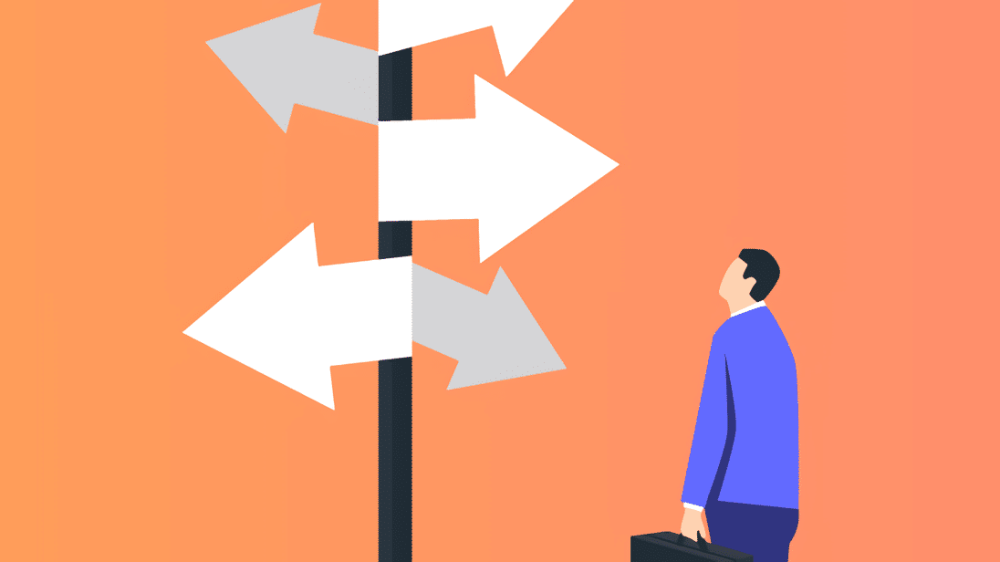 Person standing at crossroads vector