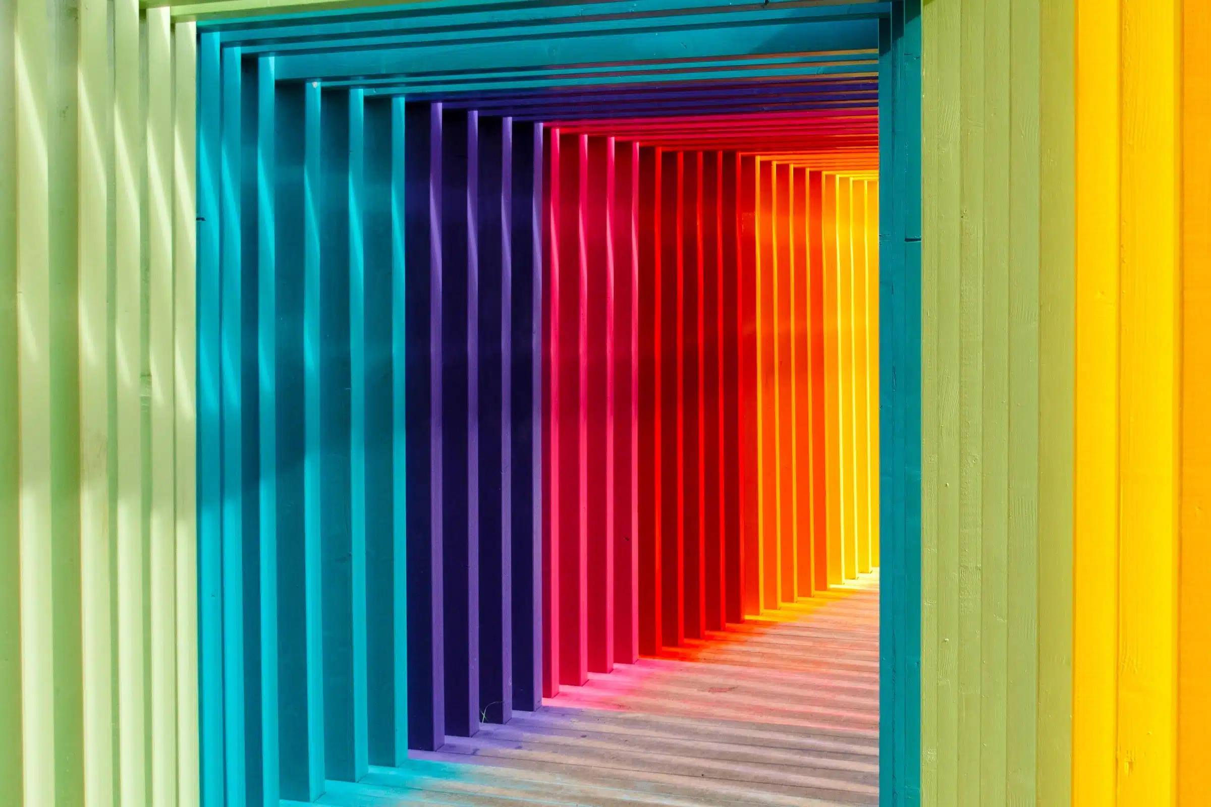 An entrance made from color palettes